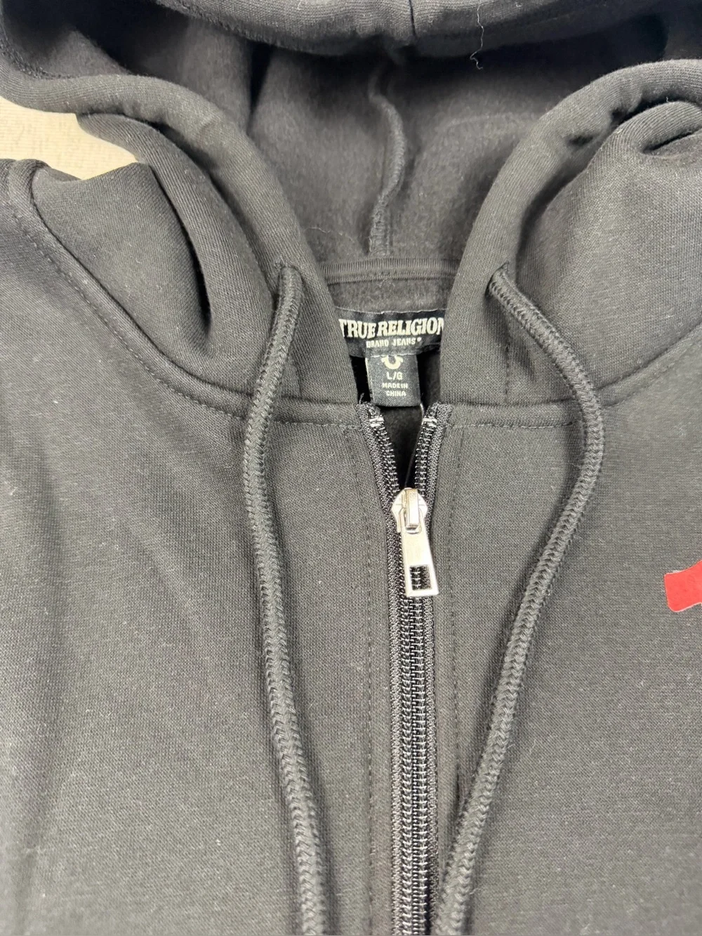 True Religion Men’s L Black Muscle Full Zip Hoodie Vest Buddha Graphic NWT